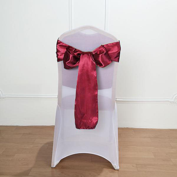 5 pack - 6"x106" Burgundy Satin Chair Sashes