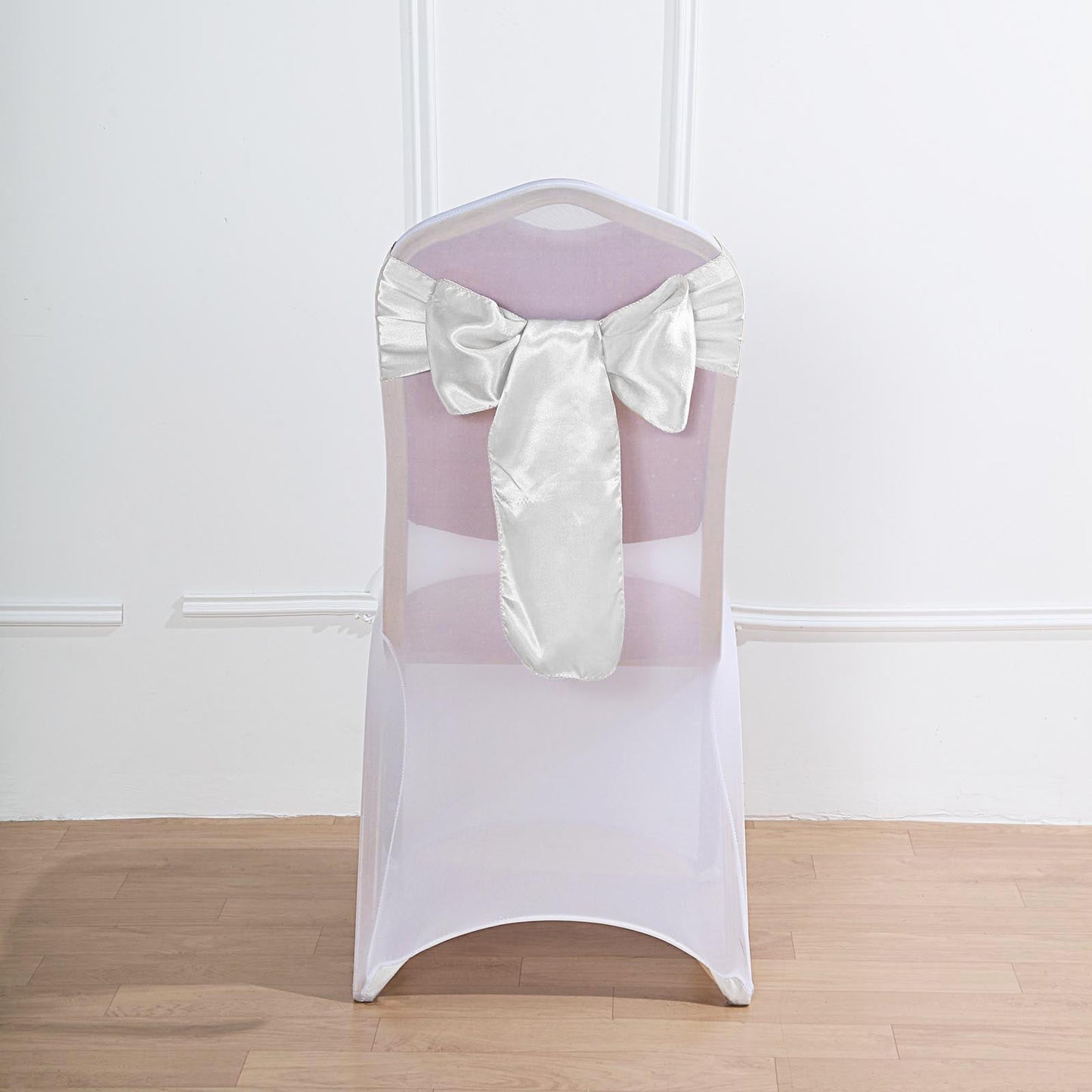 5 pack - 6"x106" White Satin Chair Sashes