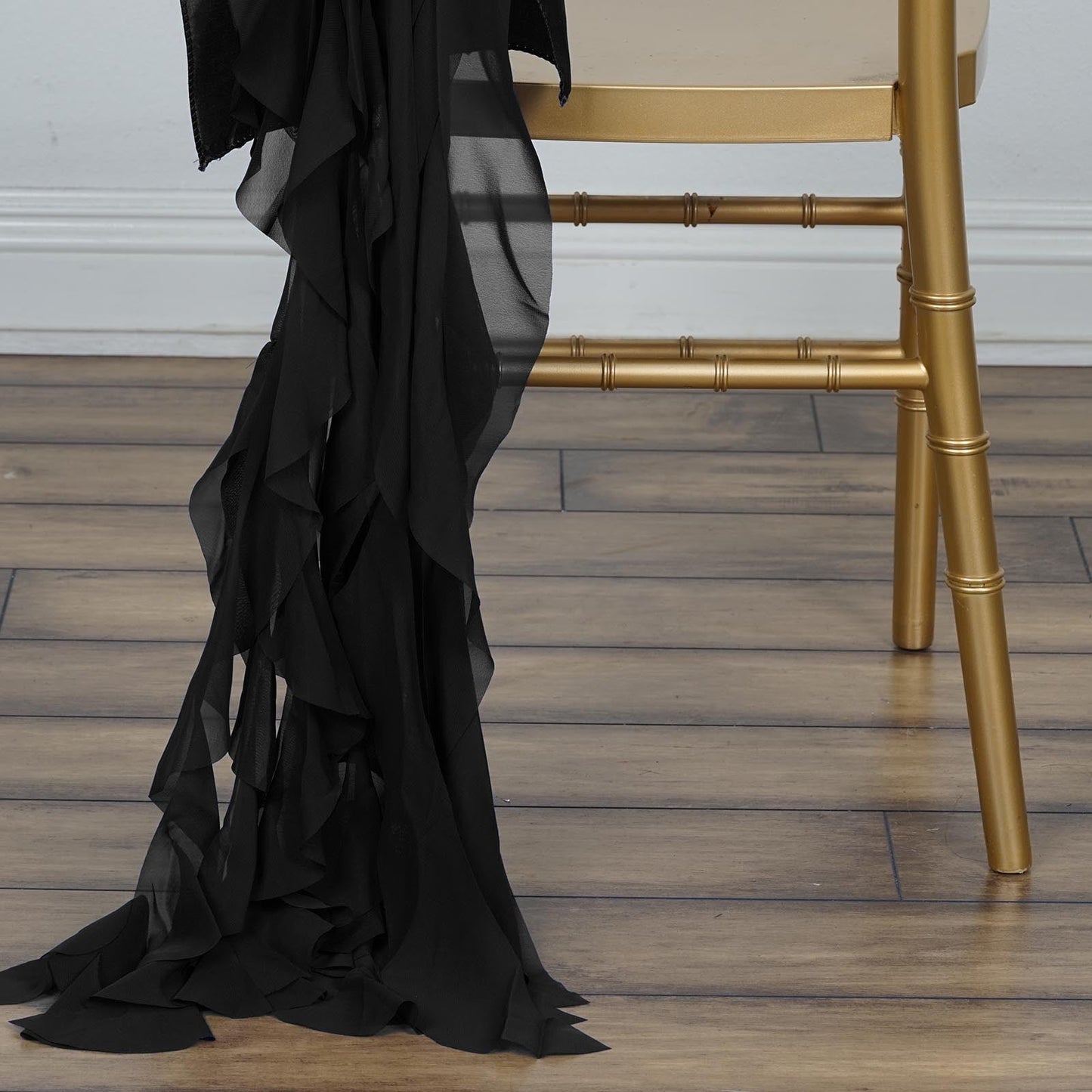 Black Chiffon Curly Chair Sash#whtbkgd