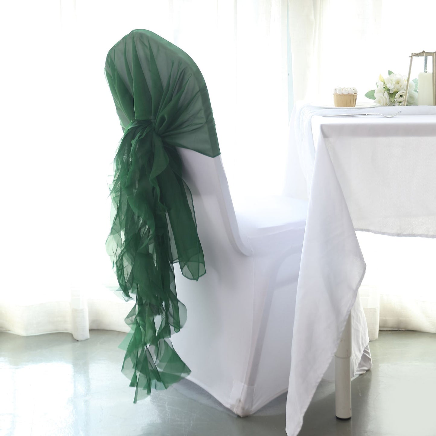 Chiffon Curly Hunter Emerald Green Sash