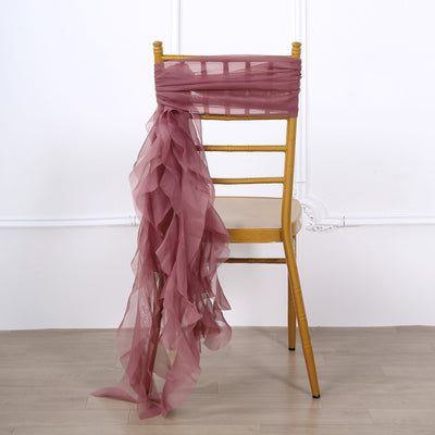 Transform Your Chairs with the Mauve Chiffon Curly Chair Sash Transform Your Chairs with the Mauve Chiffon Curly Chair Sash