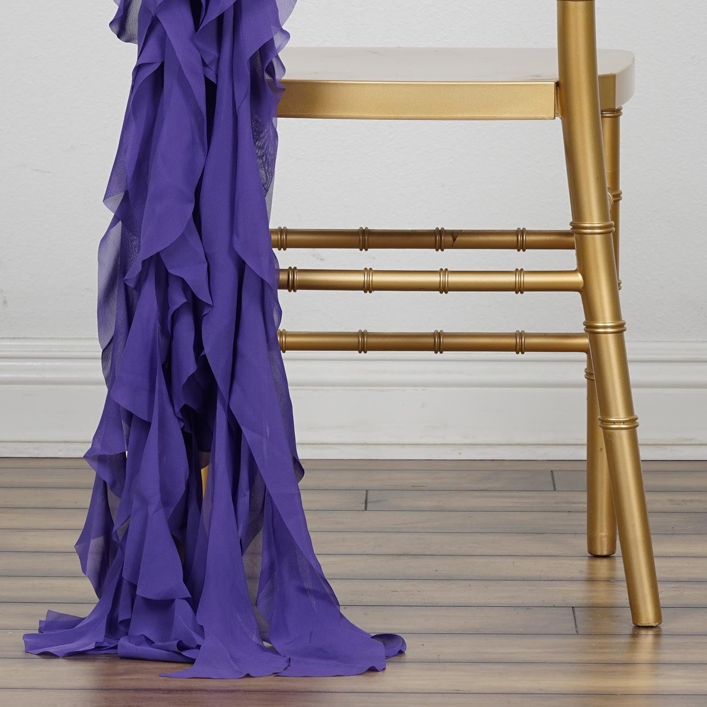 Chiffon Curly Chair Sash In Purple#whtbkgd