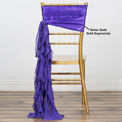 Sophisticated Design of Purple Chiffon Curly Chair Sash Sophisticated Design of Purple Chiffon Curly Chair Sash