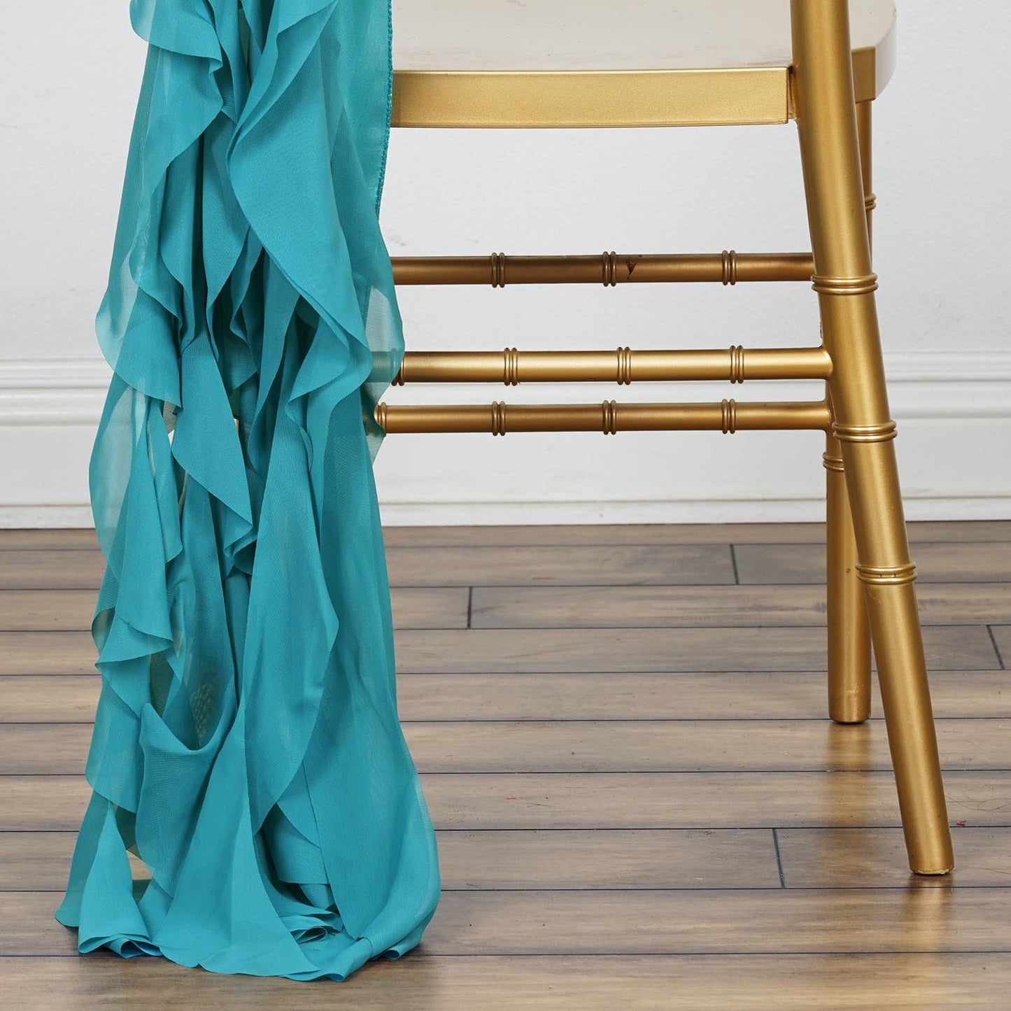 Chiffon Curly Turquoise Chair Sash#whtbkgd