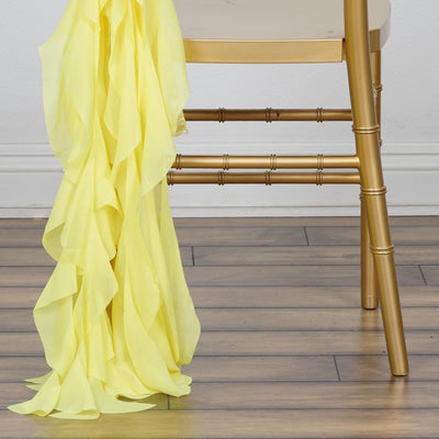 Versatile Styling Options with the Yellow Chiffon Curly Chair Sash Versatile Styling Options with the Yellow Chiffon Curly Chair Sash