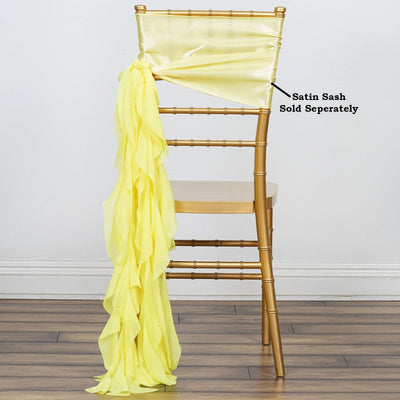 Elevate Your Event with the Yellow Chiffon Curly Chair Sash Elevate Your Event with the Yellow Chiffon Curly Chair Sash