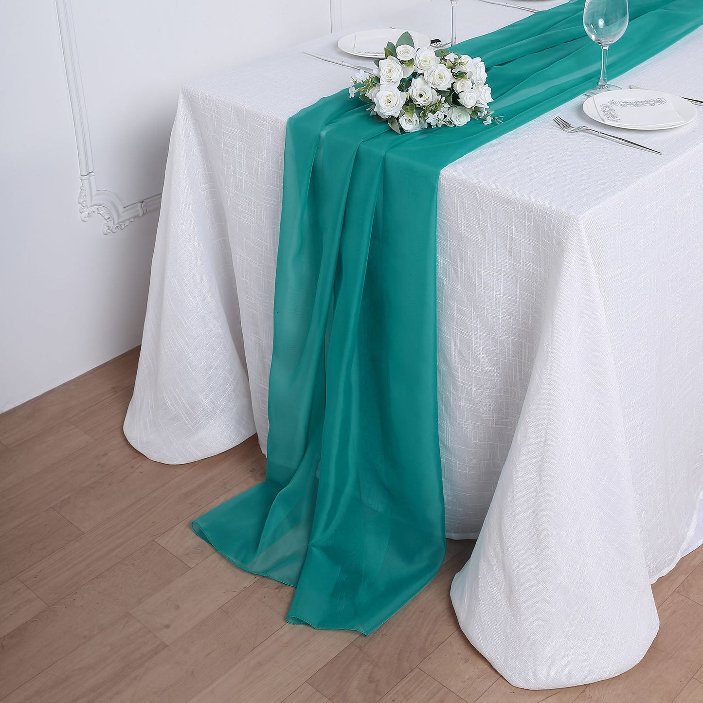 6 FT | Turquoise Premium Chiffon Table Runner