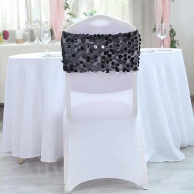 Versatile Styling Options for Black Big Payette Sequin Chair Sashes Versatile Styling Options for Black Big Payette Sequin Chair Sashes