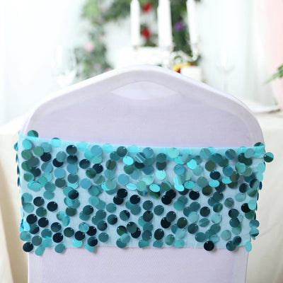 Elevate Your Event with Turquoise Sequin Chair Sashes Elevate Your Event with Turquoise Sequin Chair Sashes