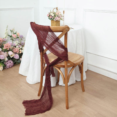 Elevate Your Event with Burgundy Gauze Chair Sashes Elevate Your Event with Burgundy Gauze Chair Sashes