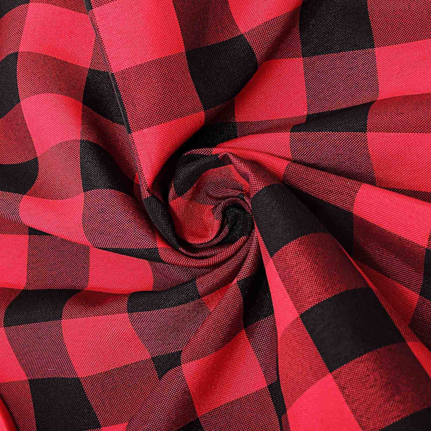 Black and red buffalo plaid checkered chair sashes, set of 5.