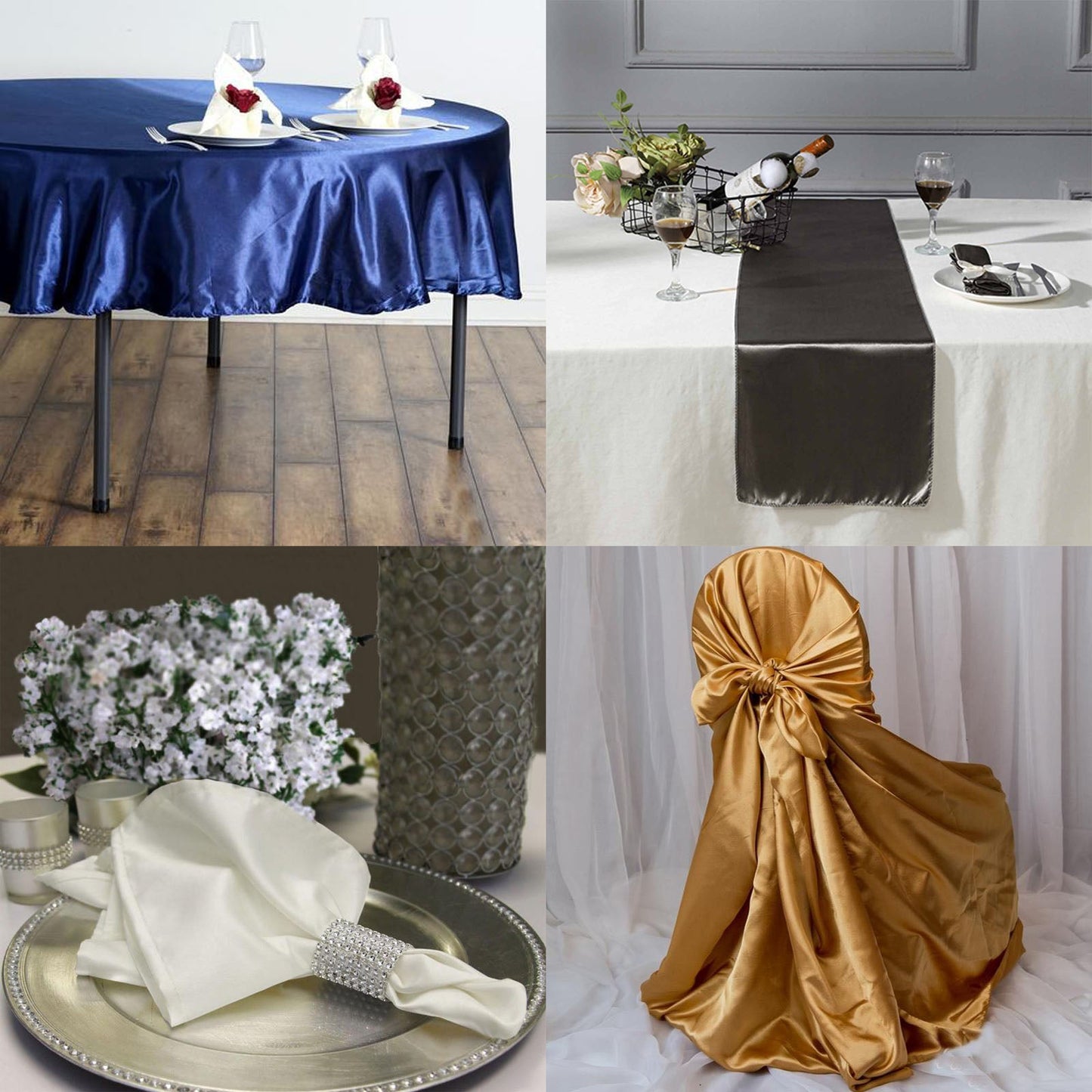 Fuchsia satin fabric bolt for elegant table settings and decorations.