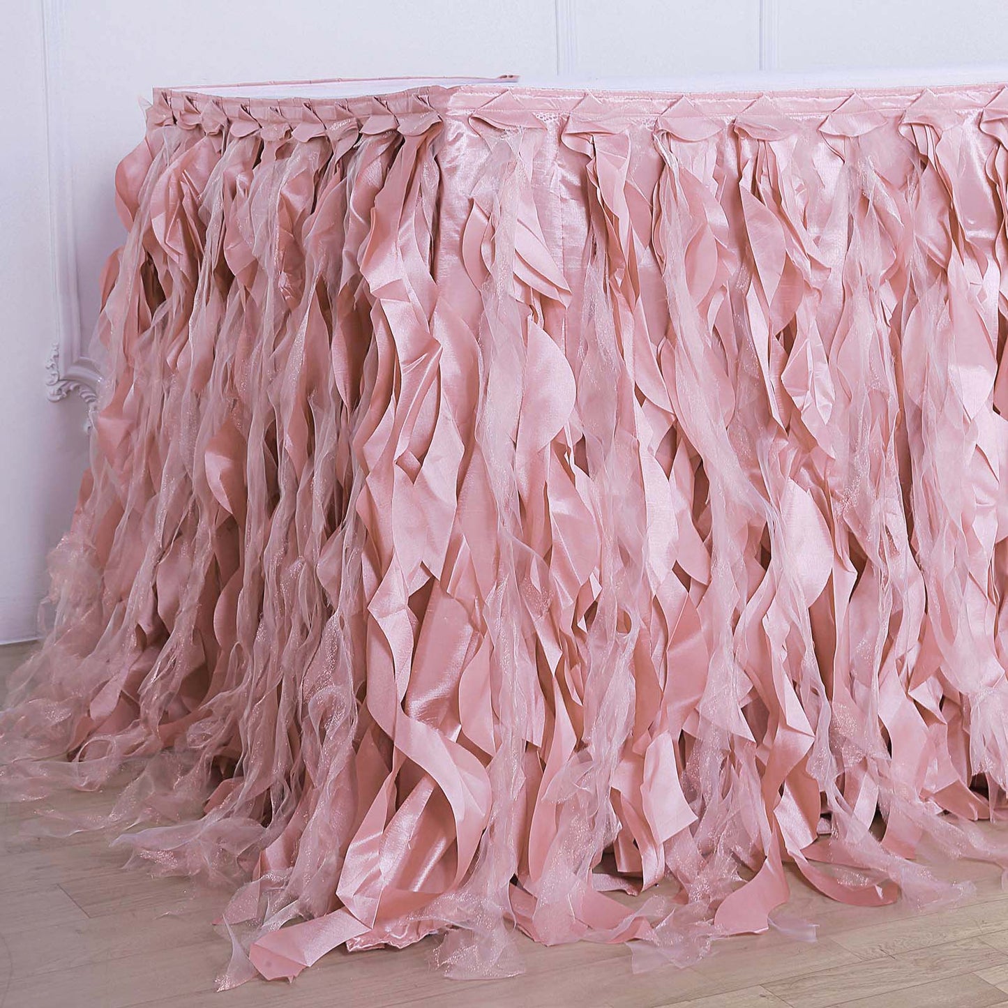 14 Feet Dusty Rose Curly Willow Taffeta Cover