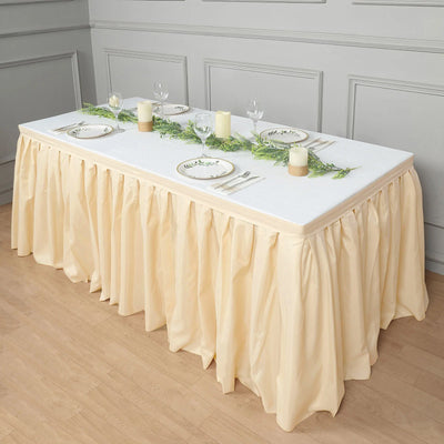 Elegant Design of the Beige Pleated Table Skirt Elegant Design of the Beige Pleated Table Skirt
