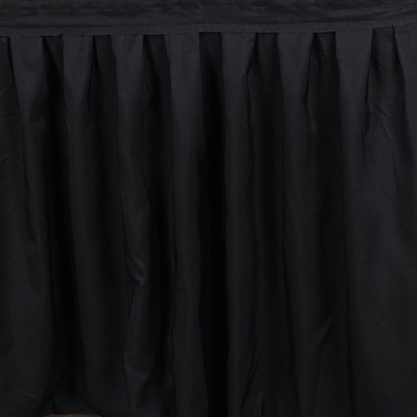14 Feet Black Polyester Table Skirt With Pleats#whtbkgd