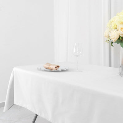 Create Stunning Ambiance with Our White Seamless Polyester Linen Tablecloth Create Stunning Ambiance with Our White Seamless Polyester Linen Tablecloth