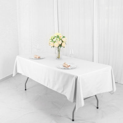 Durability Meets Elegance in Our White Seamless Polyester Linen Tablecloth Durability Meets Elegance in Our White Seamless Polyester Linen Tablecloth
