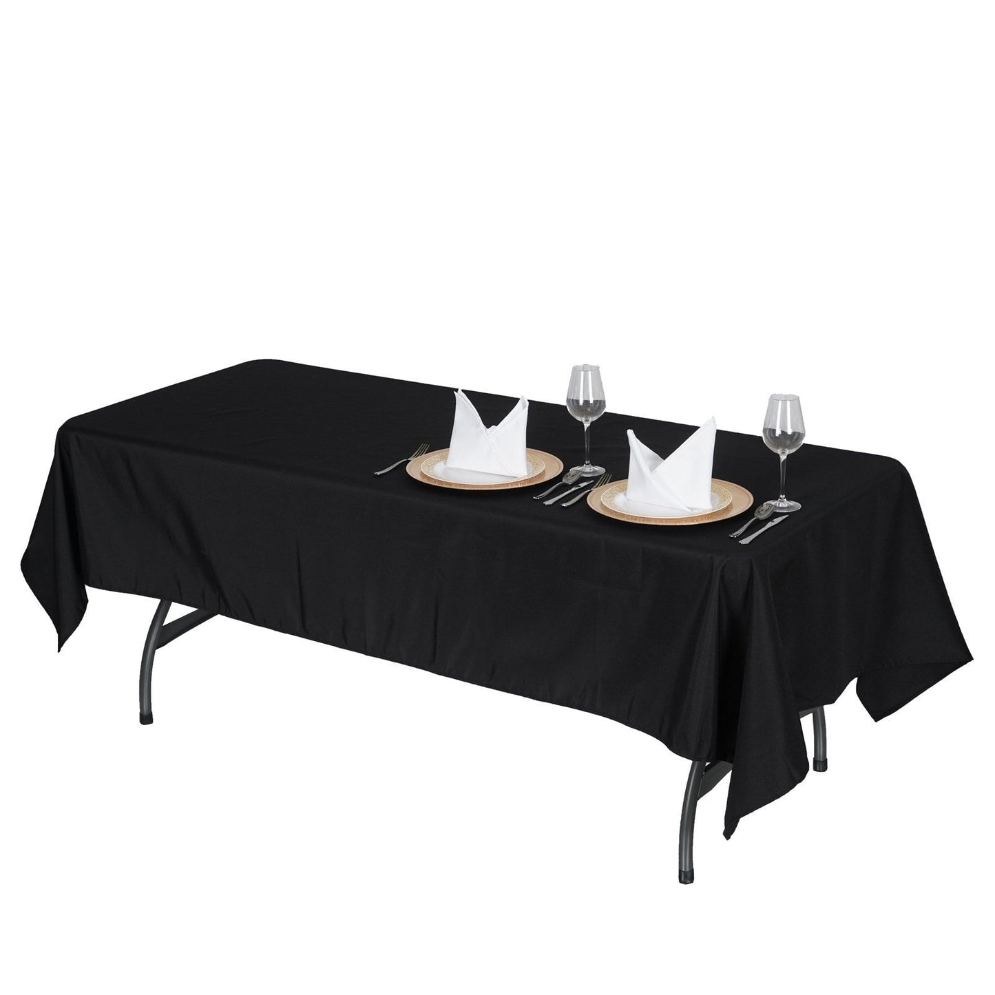 Black 190 GSM Seamless Premium Polyester Tablecloth 60 Inch x 102 Inch Rectangular