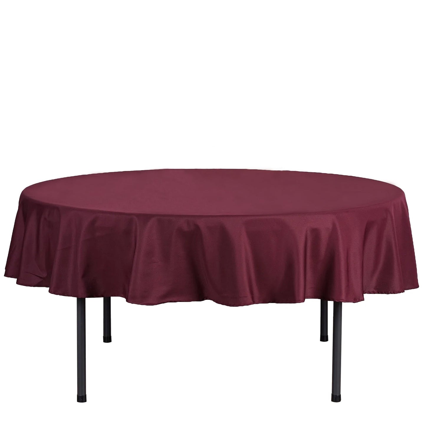 Round Tablecloth 70 Inch In Burgundy Polyester Linen