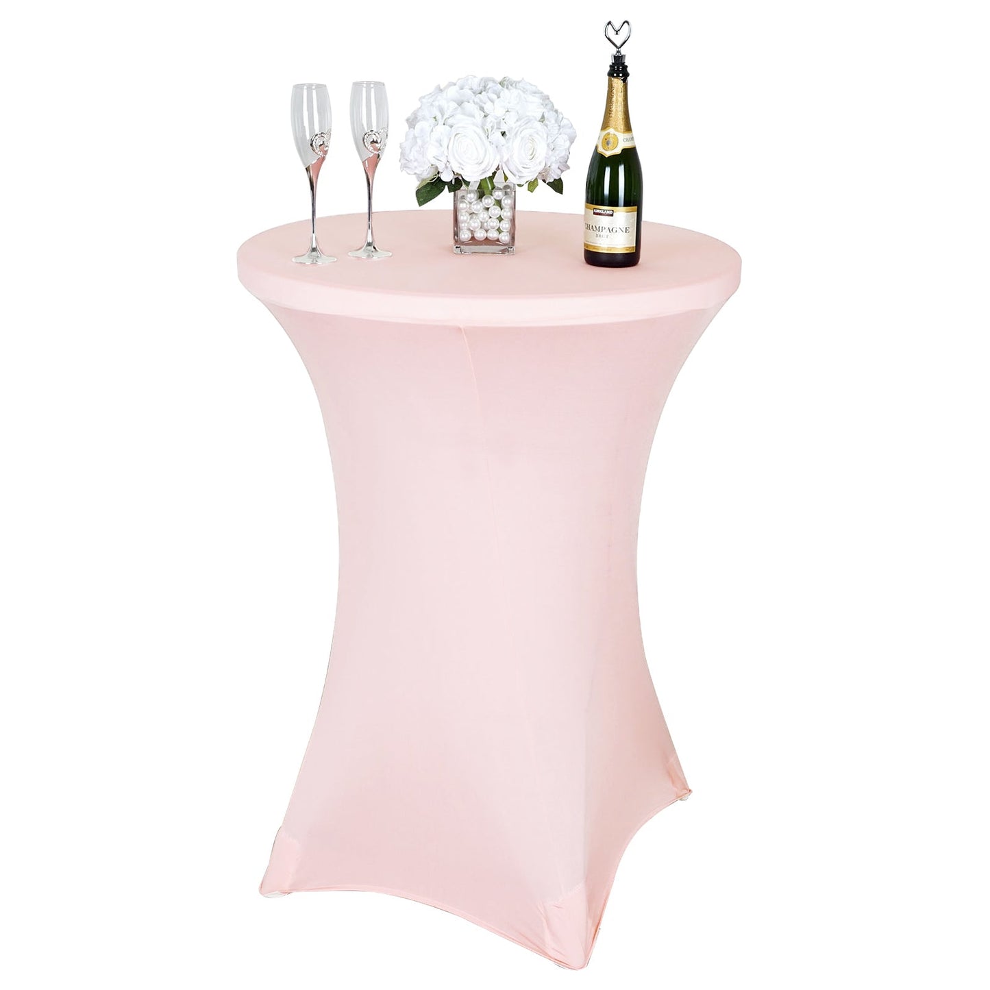Blush | Rose Gold Highboy Spandex Cocktail Table Cover, Fitted Stretch Tablecloth for 24"-32" Dia Tables