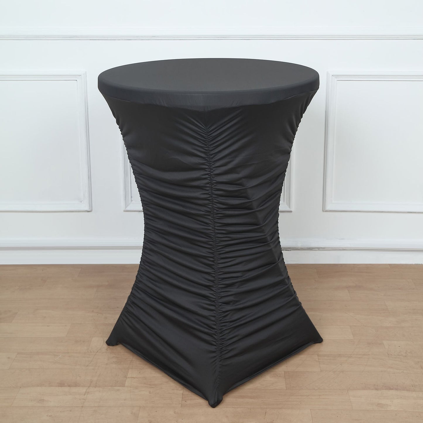 32inch Black Ruched Pleated Heavy Duty Spandex Cocktail Table Cover
