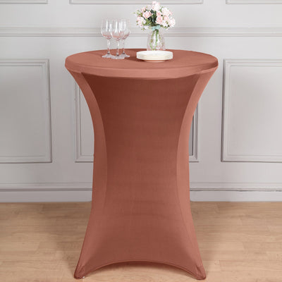 Stylish Elegance with Terracotta Spandex Table Cover Stylish Elegance with Terracotta Spandex Table Cover
