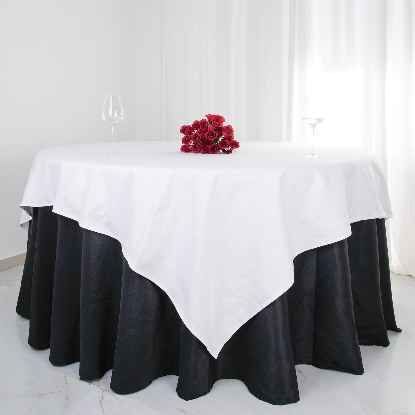 90" White Square 100% Cotton Linen Tablecloth | Washable