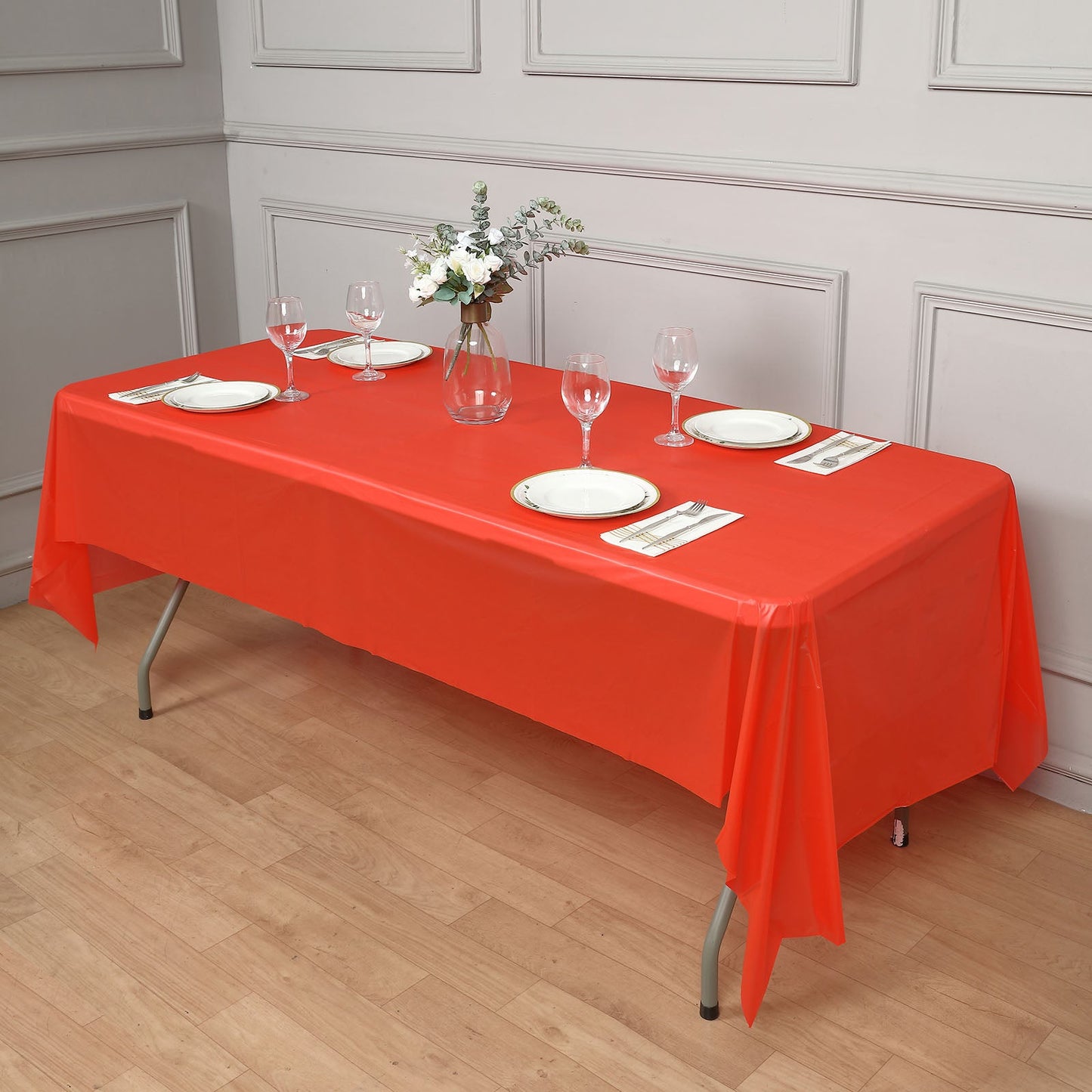 10 MM Thick Plastic Rectangle Tablecloth 54 Inch x 108 Inch In Red PVC Spill Proof