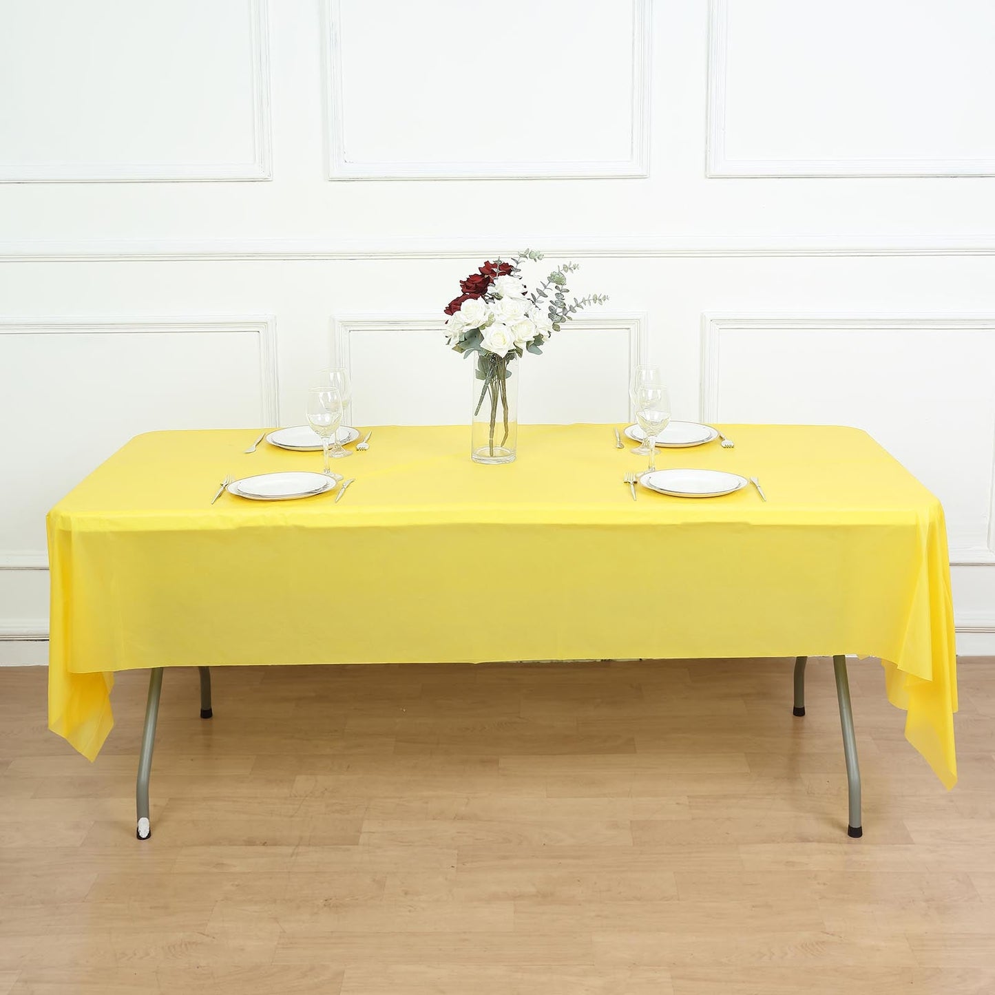 Yellow Tablecloth 10 MM Thick Plastic 54 Inch x 108 Inch Rectangle PVC Spill Proof Disposable
