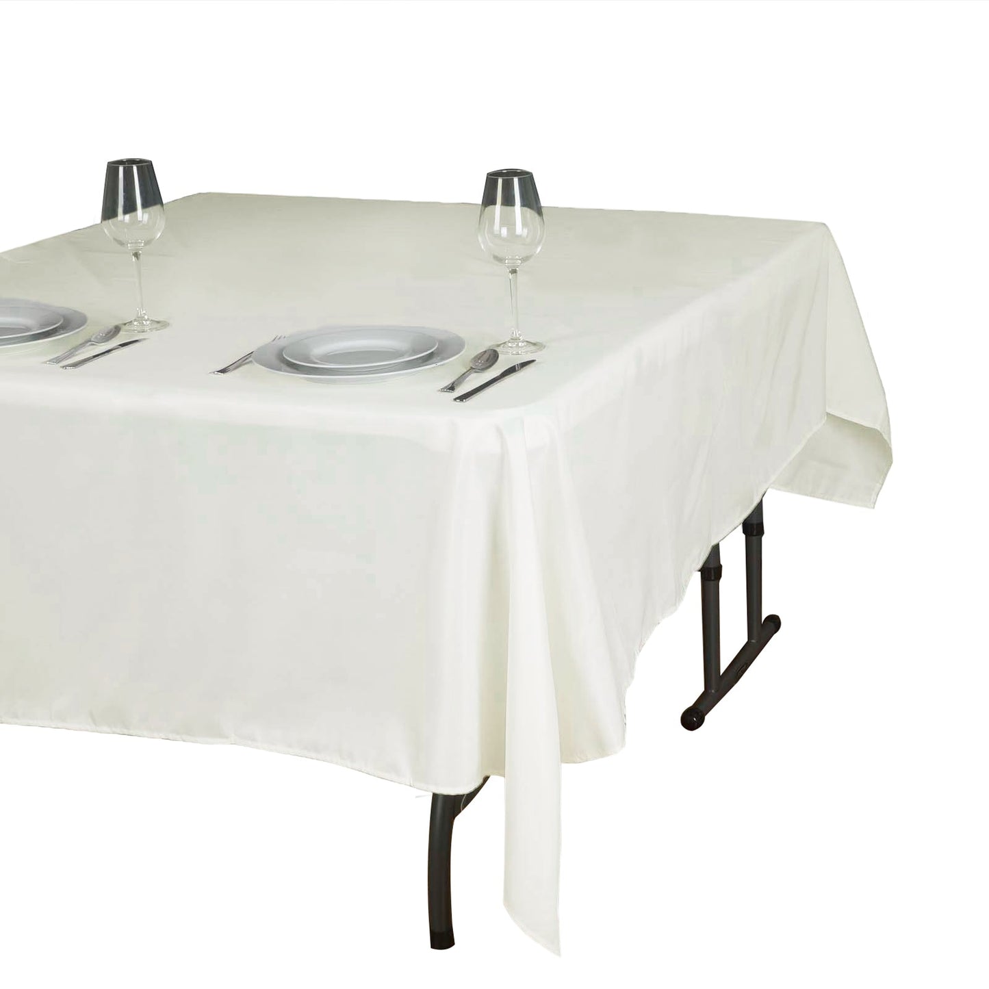 Ivory Polyester Square Tablecloth 70 Inch