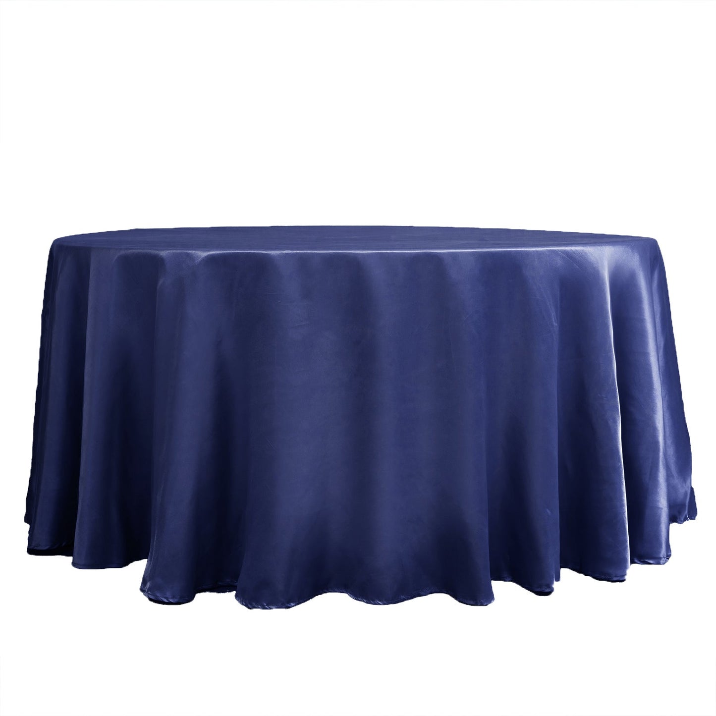 Navy Blue Satin Round Tablecloth 120 Inch