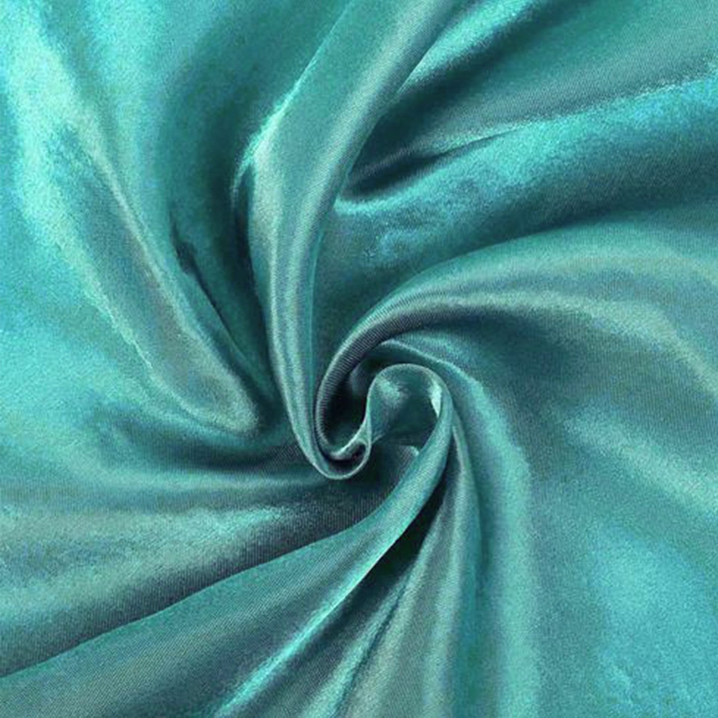 Turquoise satin fabric with a smooth, seamless texture.