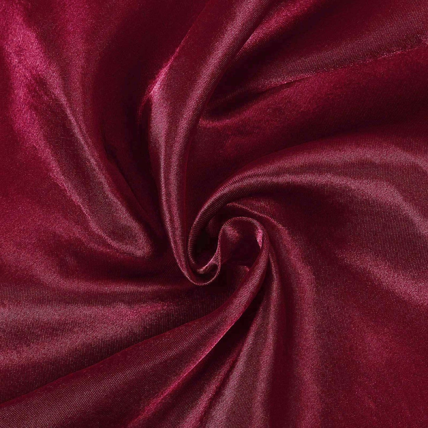 Burgundy satin tablecloth for elegant dining settings.
