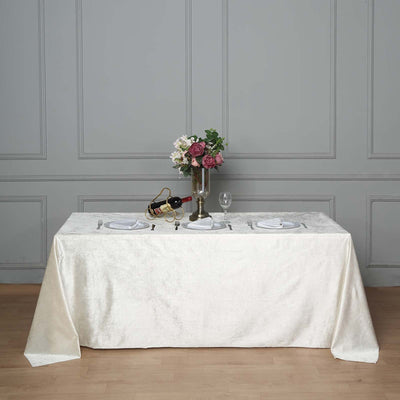 Luxurious Texture of the Ivory Velvet Tablecloth Luxurious Texture of the Ivory Velvet Tablecloth