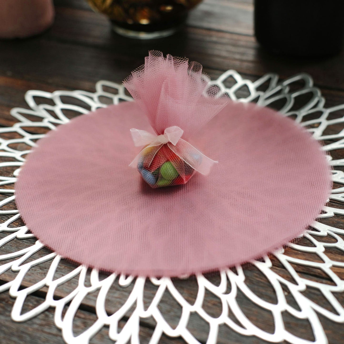 9 Inch Nylon Sheer Dusty Rose Tulle Circles