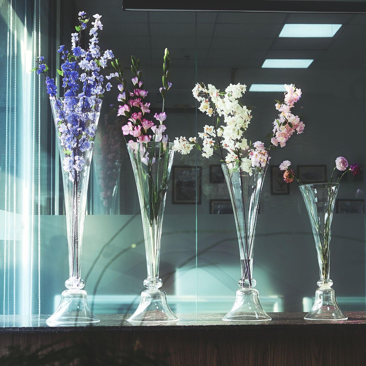 Tall Clear Glass Floor Vase for Clarinet Reversible Floor 40 Inch