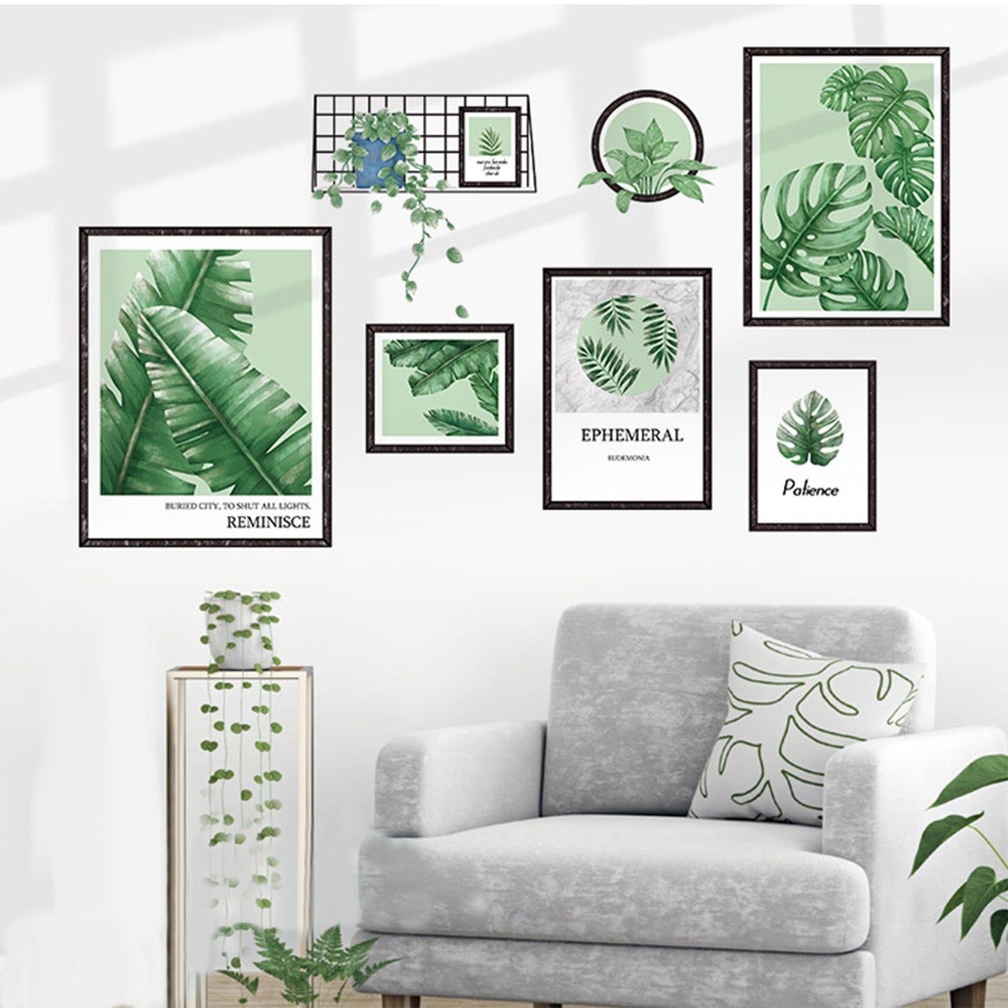 Art Decor Sticker Tropical Leaves In Green And Flat Frame