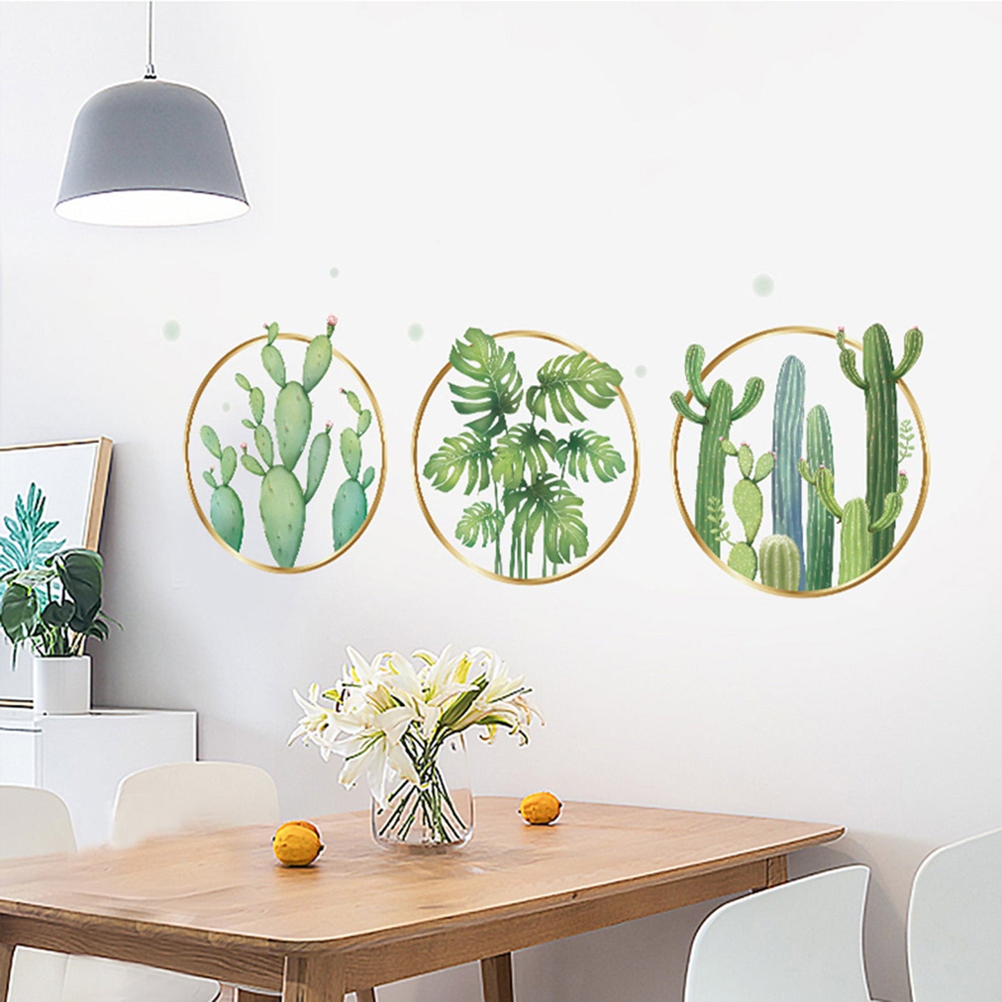 Tropical Leaf & Cactus Flat Frame Wall Sticker