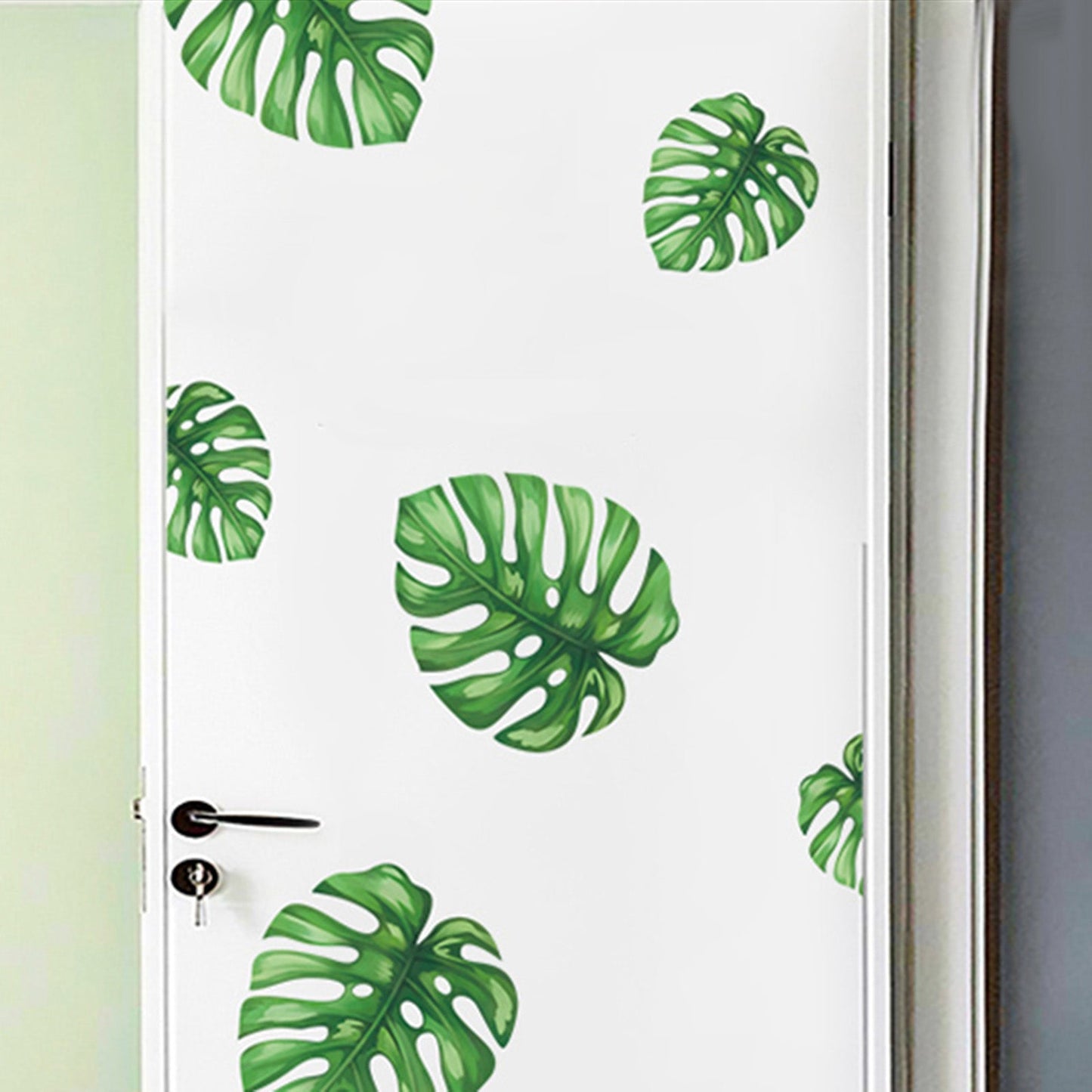 Green Tropical Monstera Leaves Wall Decals for home decor.