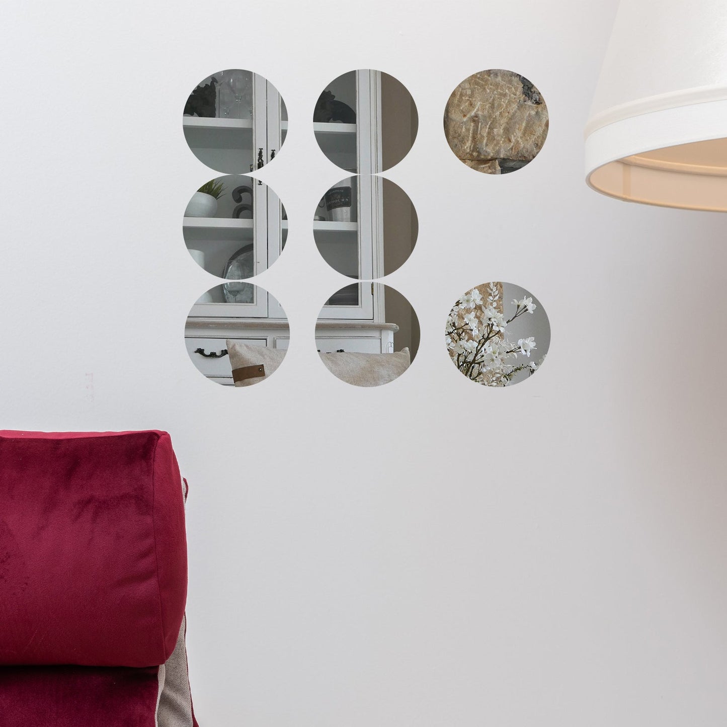 Round mirror wall stickers, acrylic removable decals for home decor.