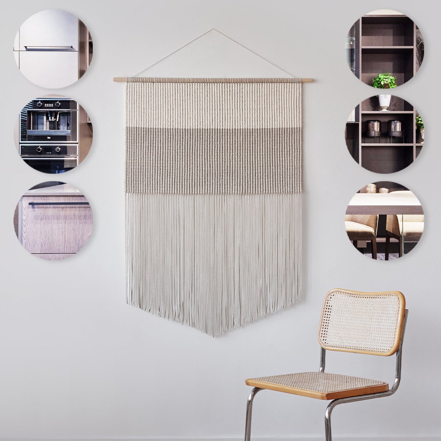Acrylic round mirror wall stickers in neutral tones for home decor.