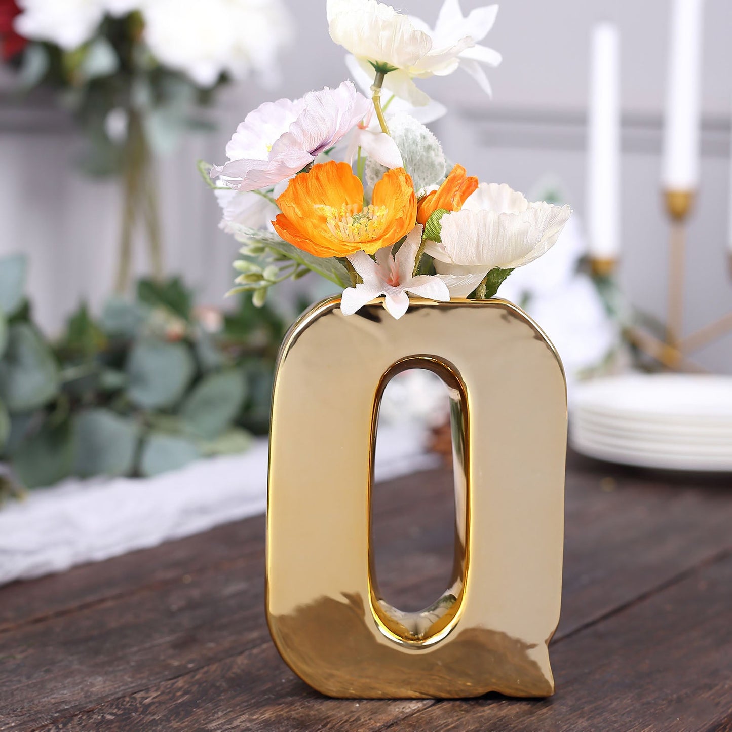 Q Sculpture Flower Planter In Gold