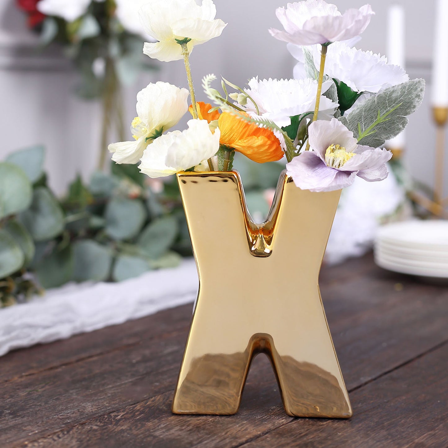 6 Inch Ceramic X Vase Table Centerpiece