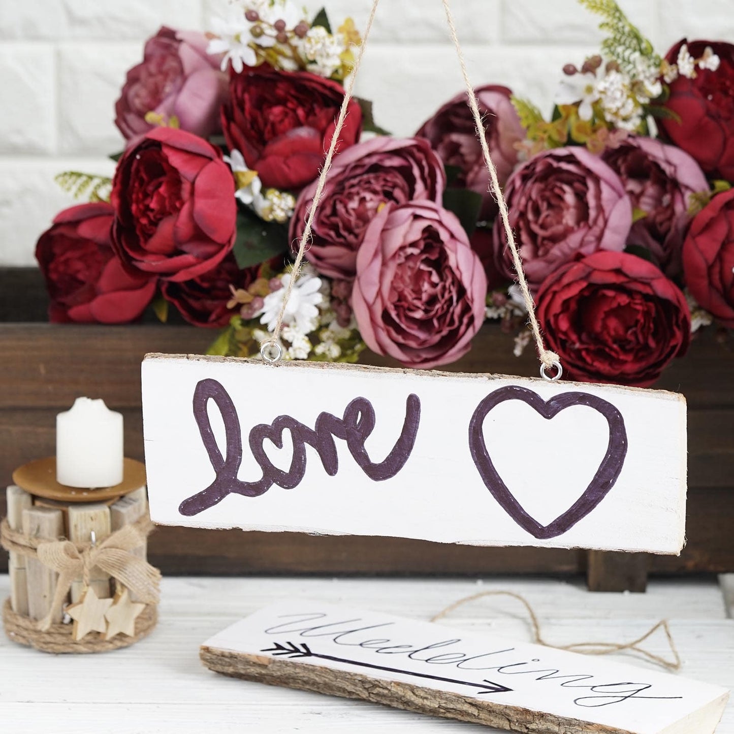 2 Pack - 10"x4" - Natural Blank Hanging DIY Wood Sign, Rectangle Wood Plaques