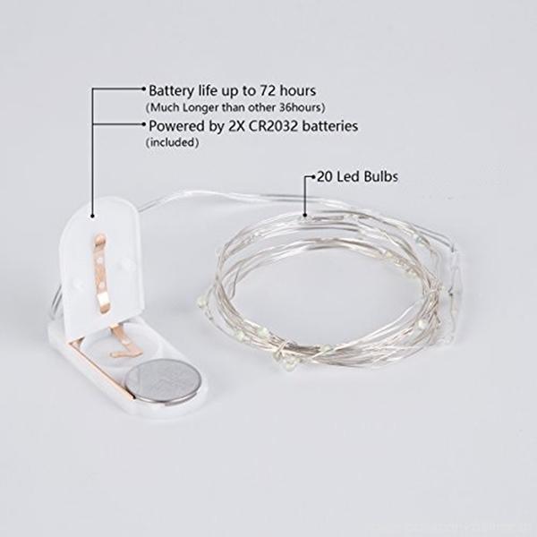 90inch White Starry Bright 20 LED String Lights, Battery Operated Micro Fairy Lights