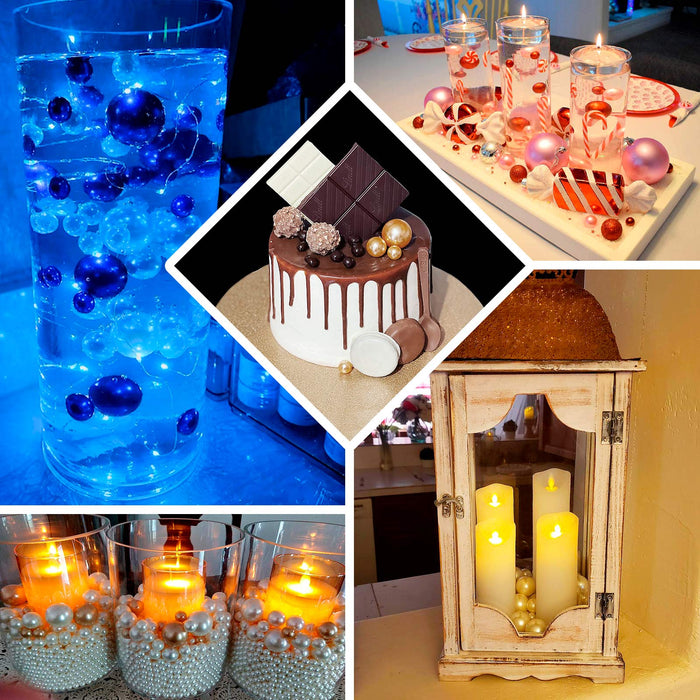 200Pcs Assorted Green, Gold and White Lustrous Faux Pearl Beads Vase Fillers, No Hole DIY Craft Bead Set