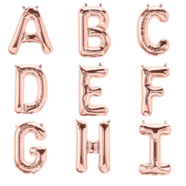 35" Rose Gold Letter and Number Balloons, Shiny Metallic Mylar Foil Helium Air Balloons