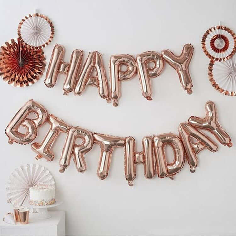 35" Rose Gold Letter and Number Balloons, Shiny Metallic Mylar Foil Helium Air Balloons