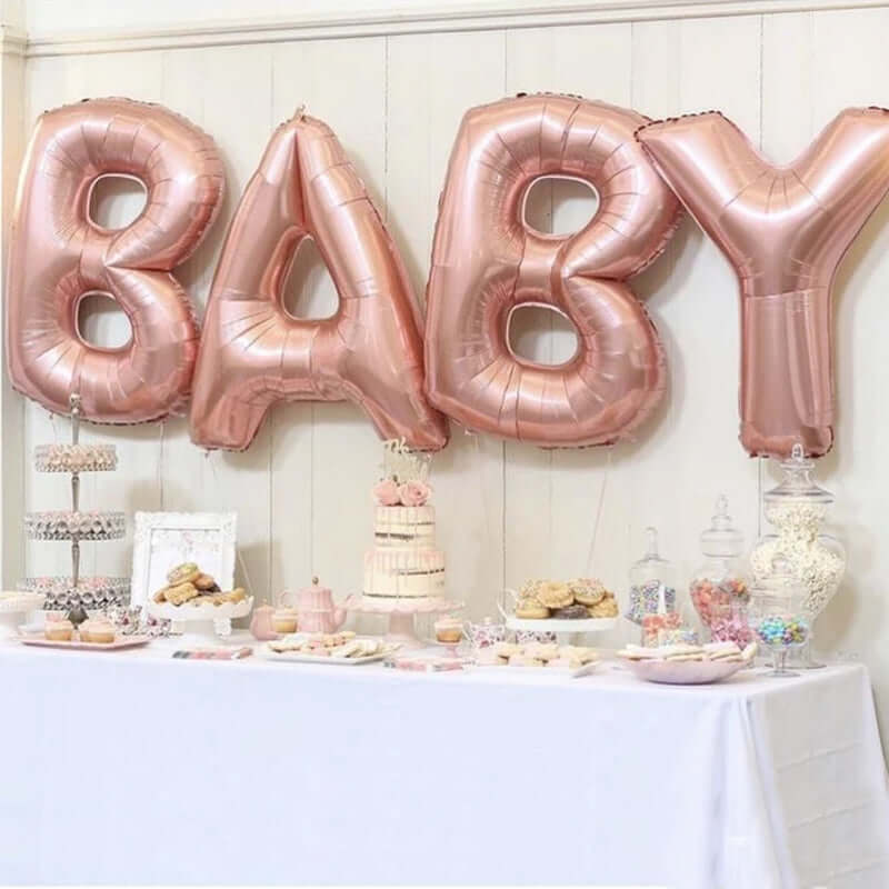 35" Rose Gold Letter and Number Balloons, Shiny Metallic Mylar Foil Helium Air Balloons