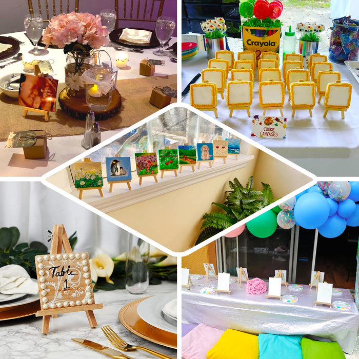 Natural mini rustic wooden display easel stands for tabletop decor.